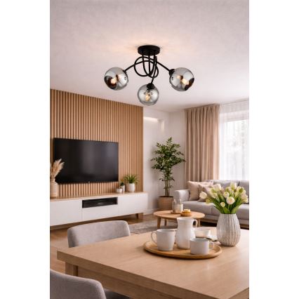 Brilagi - Prisadený luster 3xE27/60W/230V čierna/dymovo sivá