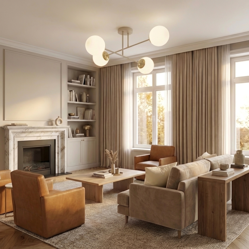 Brilagi - Prisadený luster 4xE27/60W/230V béžová/zlatá