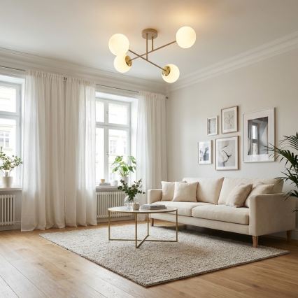 Brilagi - Prisadený luster 4xE27/60W/230V béžová/zlatá