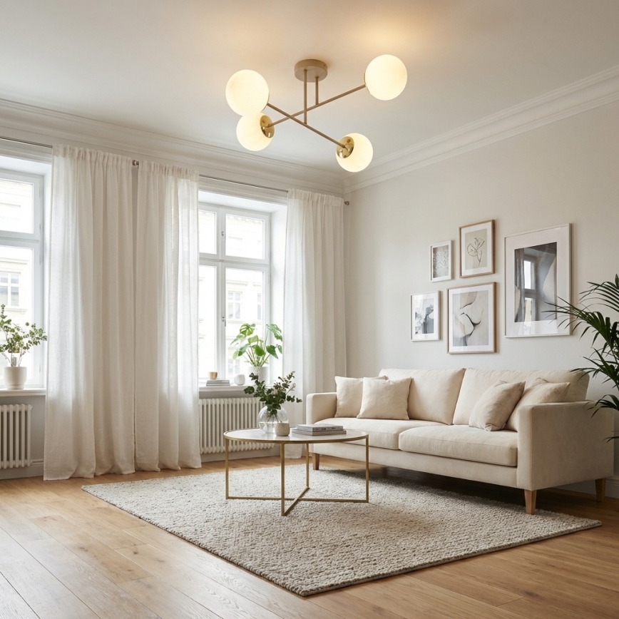 Brilagi - Prisadený luster 4xE27/60W/230V béžová/zlatá