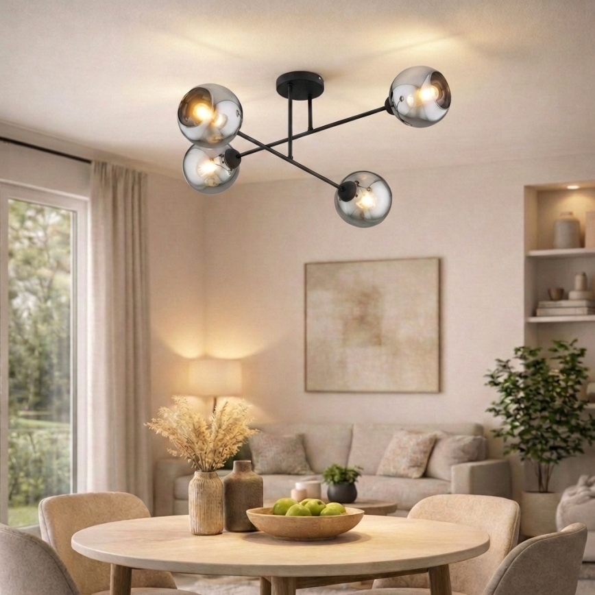 Brilagi - Prisadený luster 4xE27/60W/230V čierna/dymová sivá