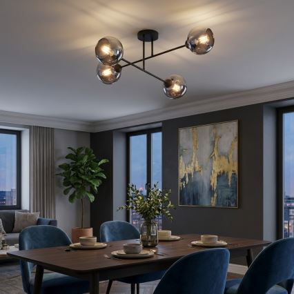 Brilagi - Prisadený luster 4xE27/60W/230V čierna/dymová sivá