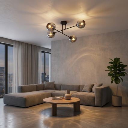 Brilagi - Prisadený luster 4xE27/60W/230V čierna/dymová sivá