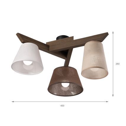 Brilagi - Prisadený luster ANTHONY 3xE14/40W/230V dub orech