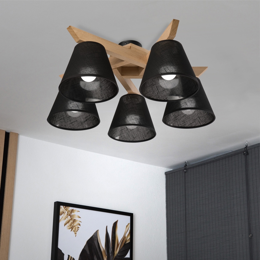 Brilagi - Prisadený luster ANTHONY 5xE14/40W/230V dub/čierna