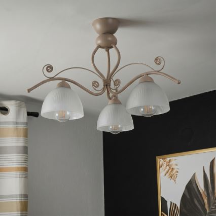 Brilagi - Prisadený luster ANTICO MODERN 3xE27/60W/230V béžová