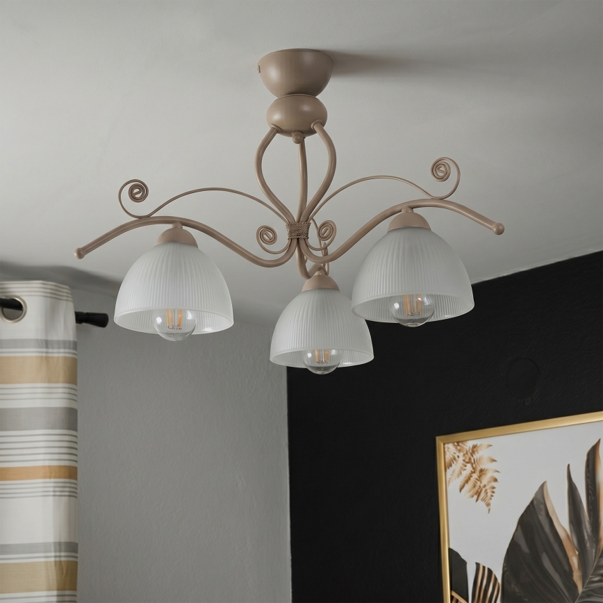 Brilagi - Prisadený luster ANTICO MODERN 3xE27/60W/230V béžová