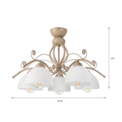 Brilagi - Prisadený luster ANTICO MODERN 5xE27/60W/230V béžová