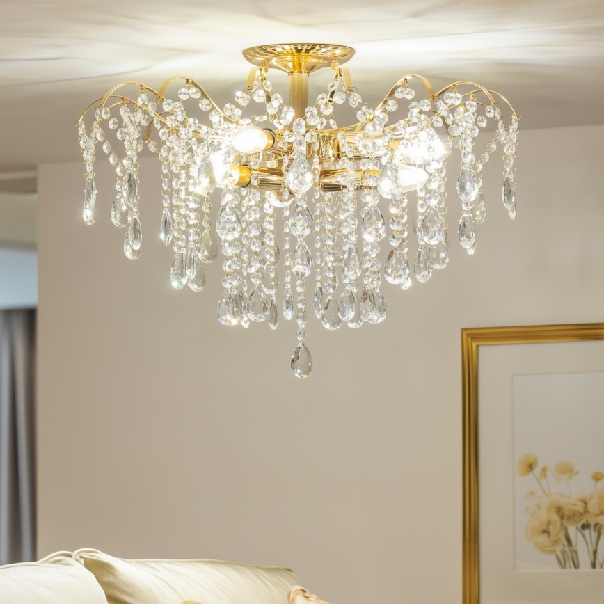 Brilagi - Prisadený luster CRYSTAL 6xE14/60W/230V zlatá