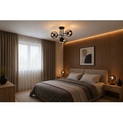 BRILAGI - Prisadený luster DIOR 3xE27/60W/230V čierna/dymová sivá