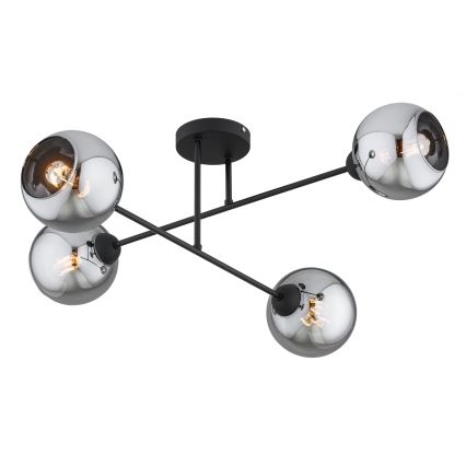 Brilagi - Prisadený luster DIOR 4xE27/60W/230V čierna/dymová sivá