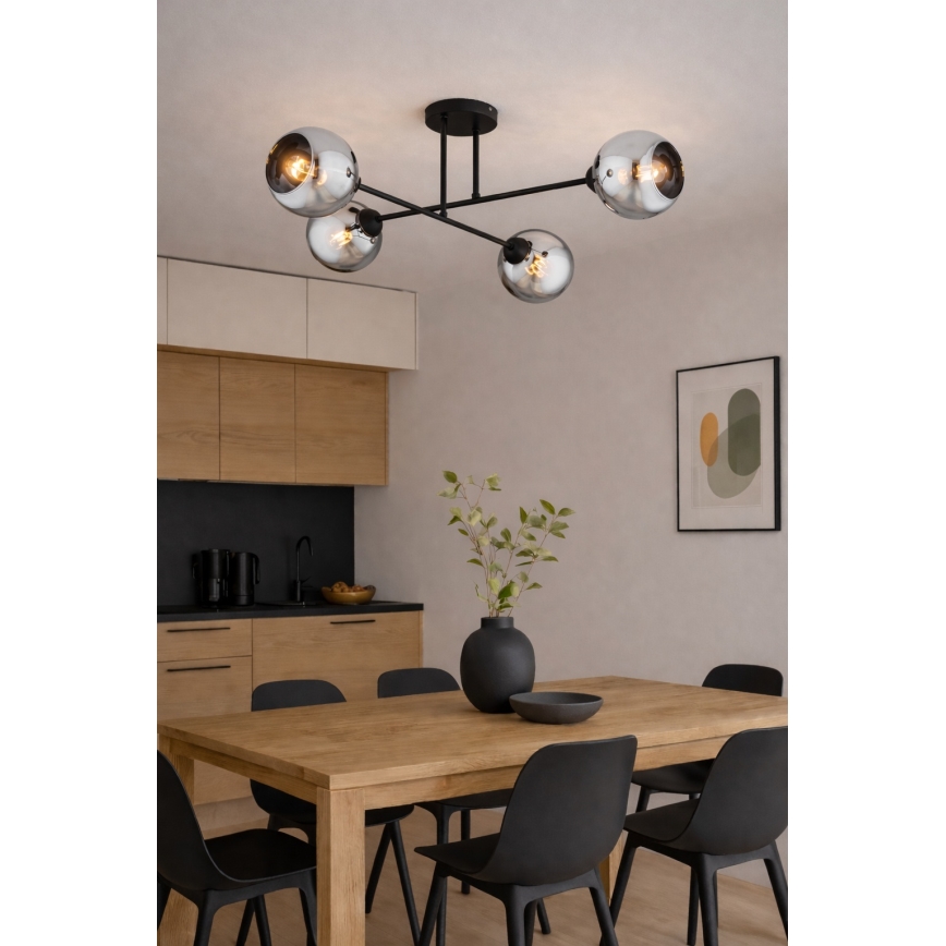 Brilagi - Prisadený luster DIOR 4xE27/60W/230V čierna/dymová sivá