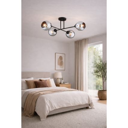 Brilagi - Prisadený luster DIOR 4xE27/60W/230V čierna/dymová sivá