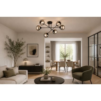 Brilagi - Prisadený luster DIOR 6xE27/60W/230V čierna/dymovo šedá
