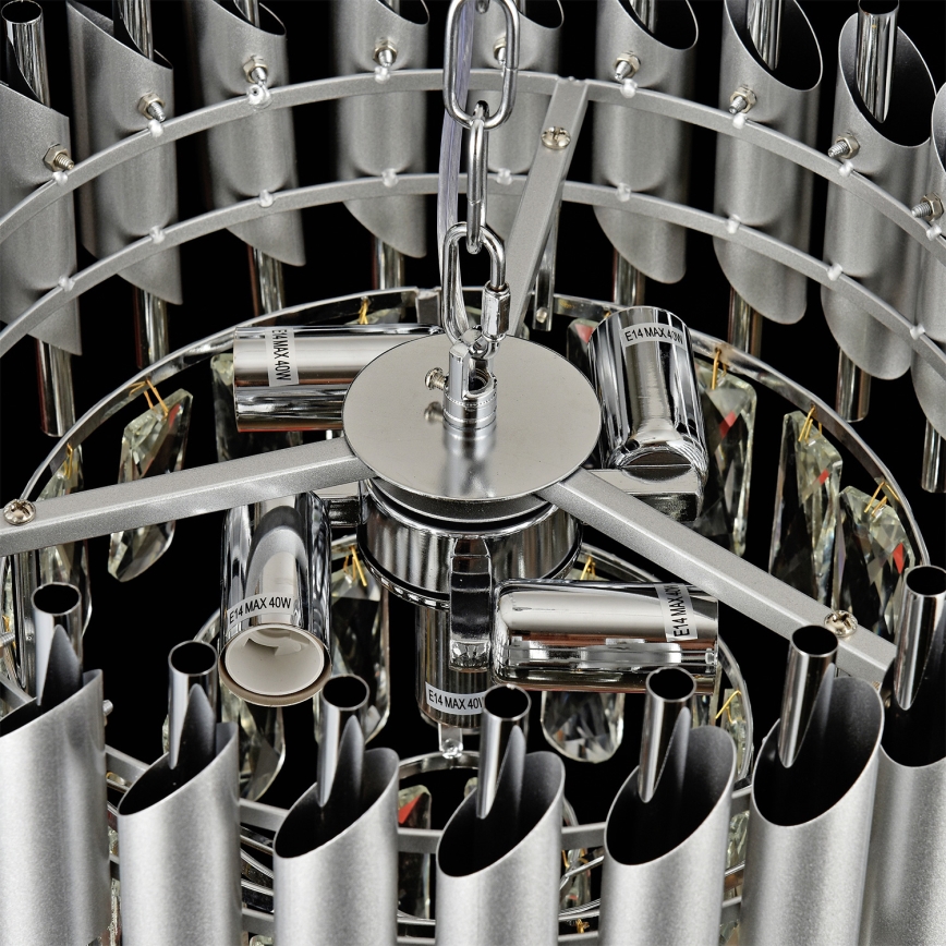 Brilagi - Prisadený luster ECLIPSE 5xE14/10W/230V pr. 38 cm strieborný