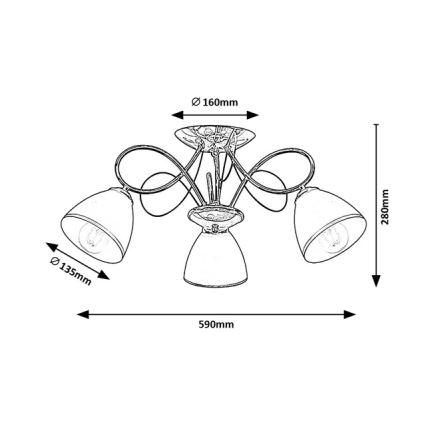 Brilagi - Prisadený luster FRED, 3×E27/60W/230V, priemer 59 cm, lesklý chróm