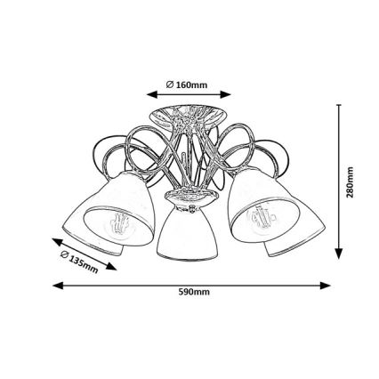 Brilagi - Prisadený luster FRED 5xE27/60W/230V, priemer 59 cm, lesklý chróm