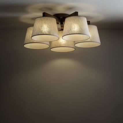 Brilagi - Prisadený luster LATTE 5xE27/60W/230V borovica/krémová