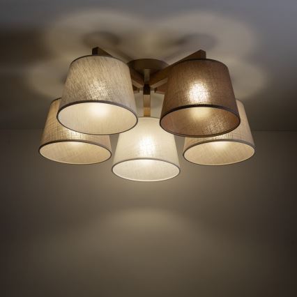 Brilagi - Prisadený luster LATTE SABIA 5xE27/15W/230V borovica/mix