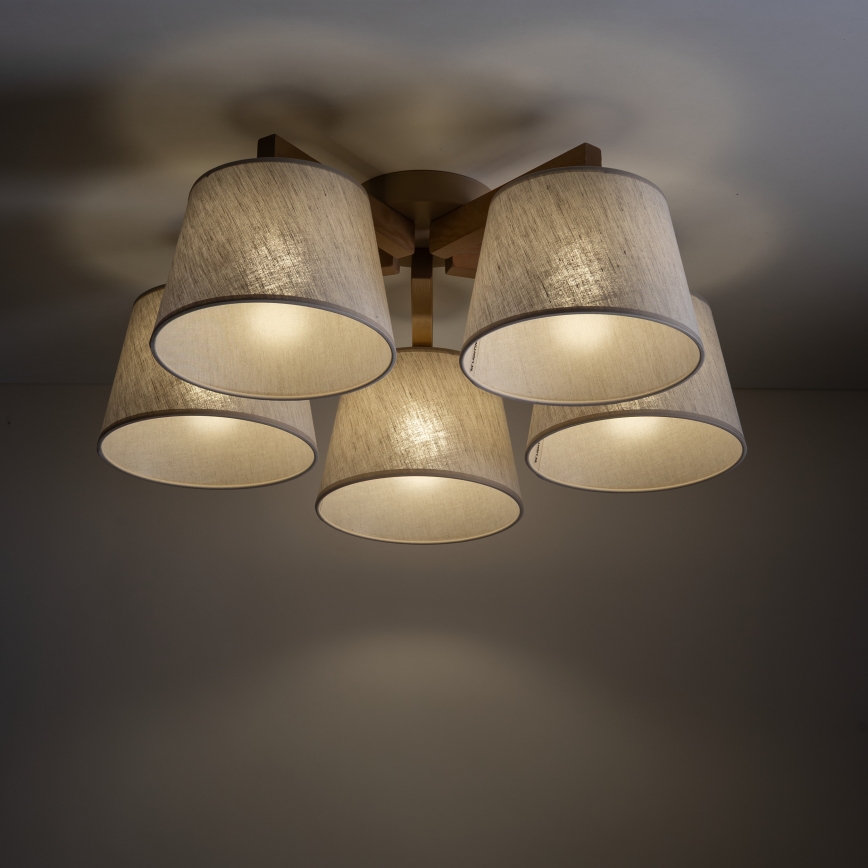 Brilagi - Prisadený luster LATTE SABIA 5xE27/60W/230V borovica/krémová