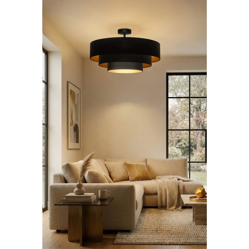 Brilagi - Prisadený luster LUNETA 3×E27/60W/230V, Ø 80 cm, čierna/zlatá