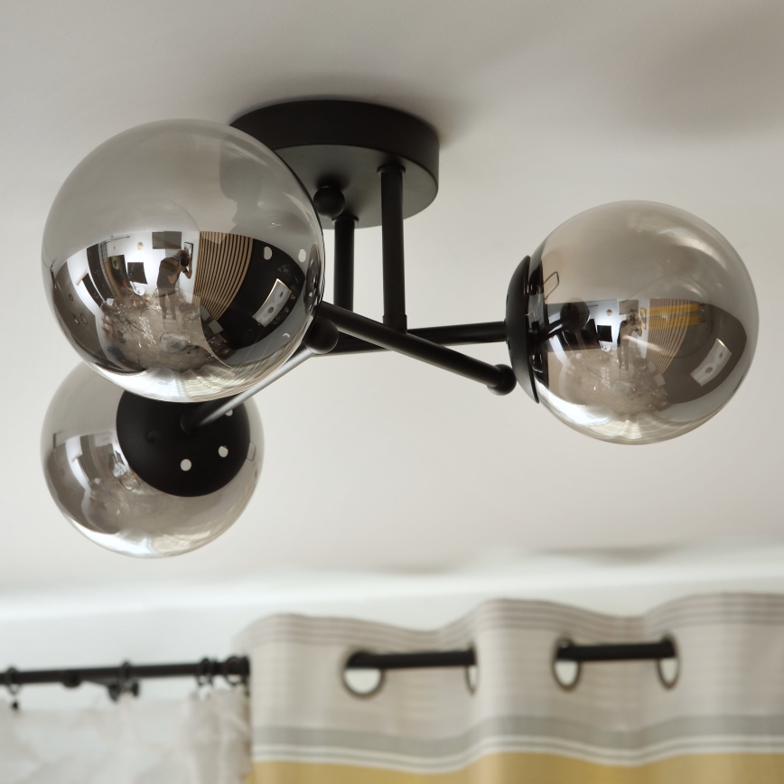 Brilagi - Prisadený luster MALIVA 3xE14/15W/230V čierna/dymová