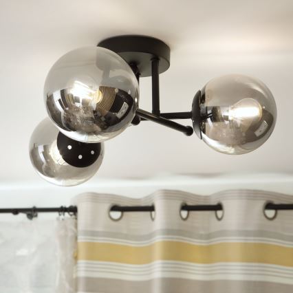 Brilagi - Prisadený luster MALIVA 3xE14/15W/230V čierna/dymová