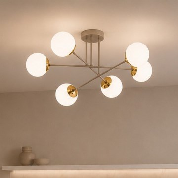 Brilagi - Prisadený luster MILO 6xE27/60W/230V béžová/zlatá