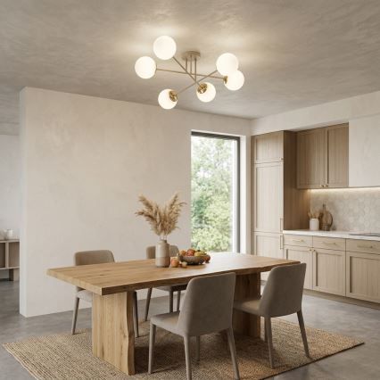 Brilagi - Prisadený luster MILO 6xE27/60W/230V béžová/zlatá