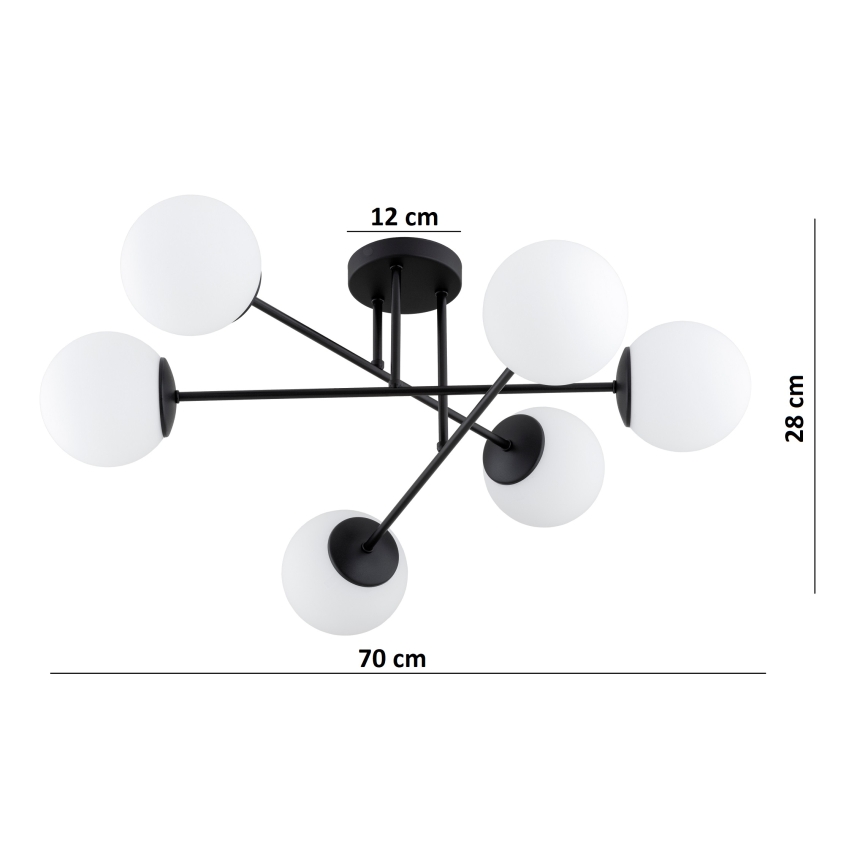 Brilagi - Prisadený luster MILO 6xE27/60W/230V čierna