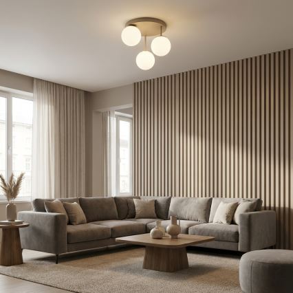 Brilagi - Prisadený luster MILO ECRU 3xE27/60W/230V béžová/zlatá