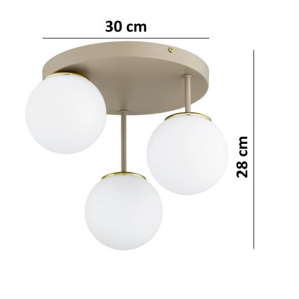 Brilagi - Prisadený luster MILO ECRU 3xE27/60W/230V béžová/zlatá