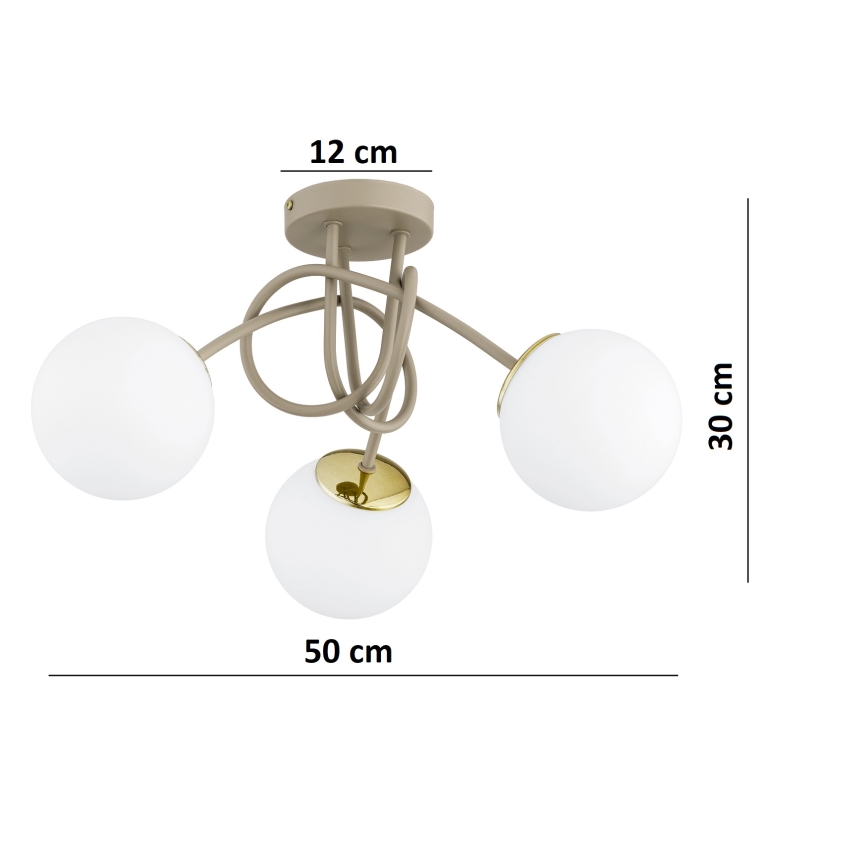 Brilagi - Prisadený luster MILO ECRU 3xE27/60W/230V béžová/zlatá