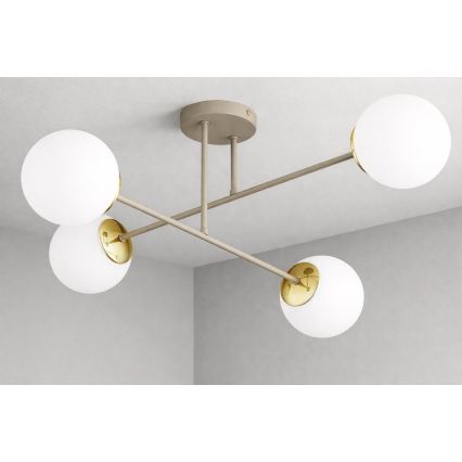Brilagi - Prisadený luster MILO ECRU 4xE27/60W/230V béžová/zlatá