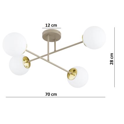 Brilagi - Prisadený luster MILO ECRU 4xE27/60W/230V béžová/zlatá