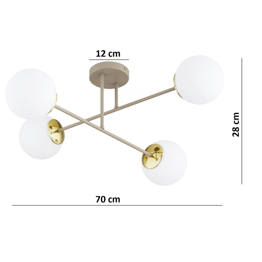 Brilagi - Prisadený luster MILO ECRU 4xE27/60W/230V béžová/zlatá