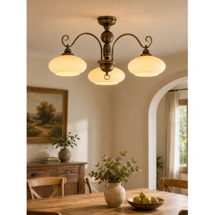 BRILAGI - Prisadený luster MOLLERO 3xE27/15W/230V pr. 84 cm bronz/patina