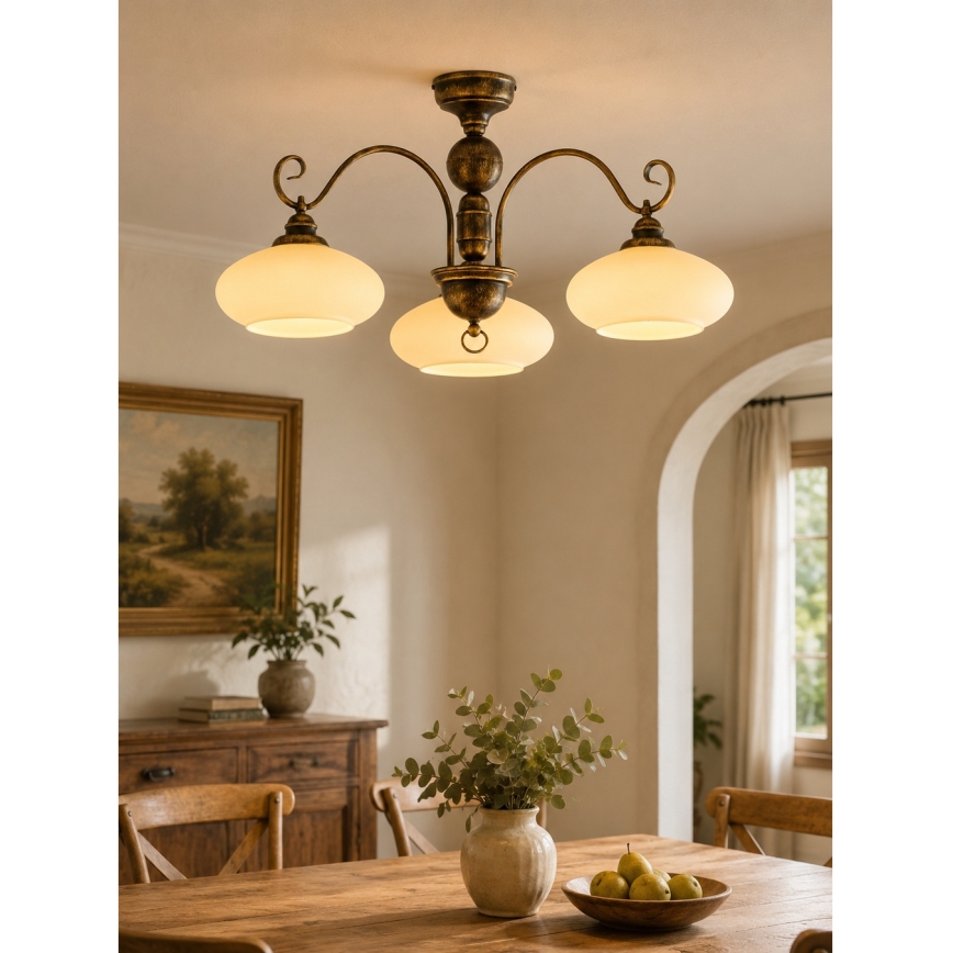BRILAGI - Prisadený luster MOLLERO 3xE27/15W/230V pr. 84 cm bronz/patina