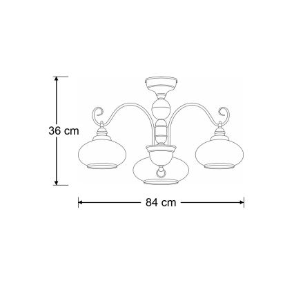 BRILAGI - Prisadený luster MOLLERO 3xE27/15W/230V pr. 84 cm bronz/patina