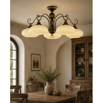 BRILAGI - Prisadený luster MOLLERO 5xE27/15W/230V, priemer 84 cm, bronz/patina