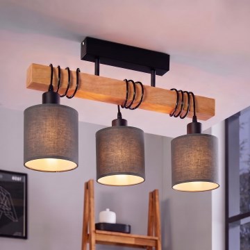 BRILAGI - Prisadený luster NUBILA 3xE27/60W/230V borovica/antracit