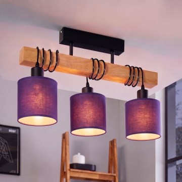 BRILAGI - Prisadený luster NUBILA 3xE27/60W/230V borovica/fialová