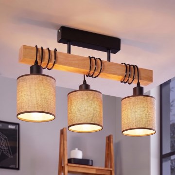 BRILAGI - Prisadený luster NUBILA 3xE27/60W/230V borovica/hnedá