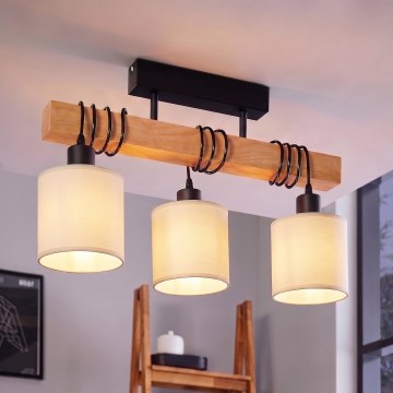 BRILAGI - Prisadený luster NUBILA 3xE27/60W/230V borovica/krémová