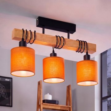 BRILAGI - Prisadený luster NUBILA 3xE27/60W/230V borovica/oranžová