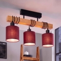 BRILAGI - Prisadený luster NUBILA 3xE27/60W/230V borovica/pompejská červená