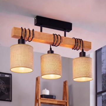 BRILAGI - Prisadený luster NUBILA 3xE27/60W/230V borovica/svetlohnedá