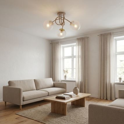 Brilagi - Prisadený luster STELLA 3xE27/60W/230V béžová/zlatá