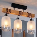 BRILAGI - Prisadený luster WOOD GLASS 3xE27/60W/230V borovica/čierna/biela