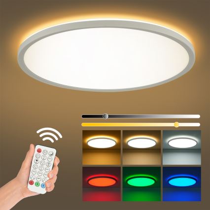 Brilagi - LED RGBW stmievateľné stropné svietidlo ULTRA SLIM LED/18W/230V 2700–6500K pr. 30 cm biela + diaľkové ovládanie
